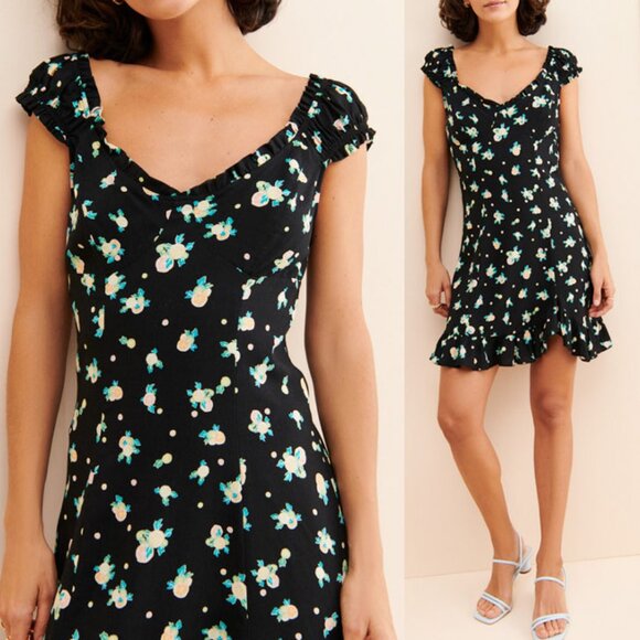 Free People Like A Lady Floral Printed Mini Dress S Black Bustier Open Back $108 - Picture 2 of 15